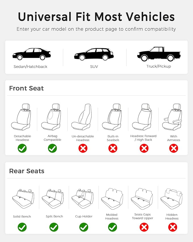 Universal Seat Covers — Full Set — Gray