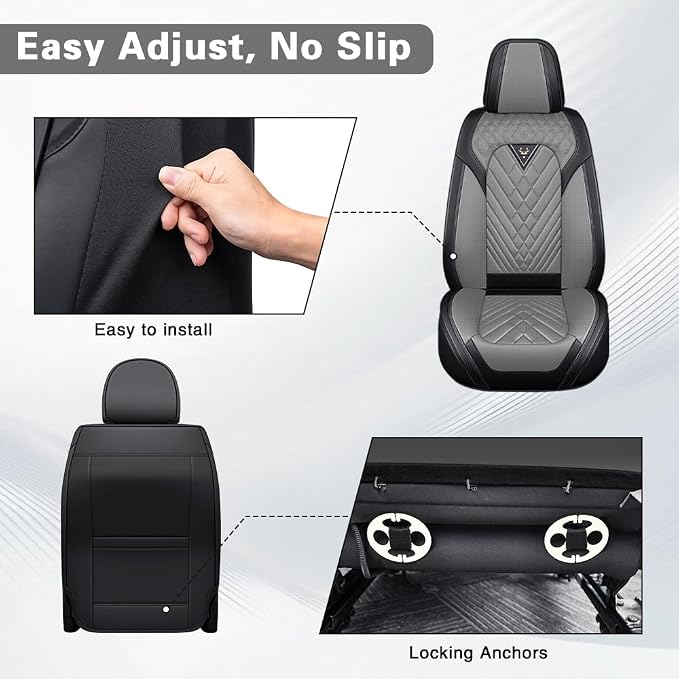 Seat Covers for Toyota Crown — Front Seat — Black / Gray