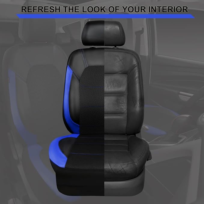 Universal Fabric Seat Covers — Front Seat — Black / Blue
