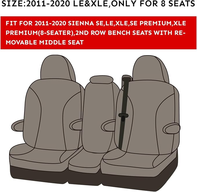 Seat Covers for Toyota Sienna — Full Set — Black / Gray