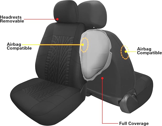 Universal Fabric Seat Covers — Full Set — Black