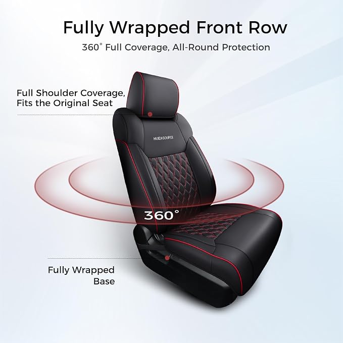 Seat Covers for Multiple Vehicles — Full Set — Black / Red