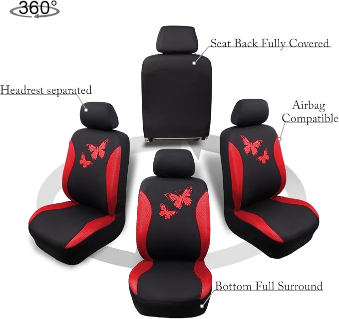 Universal Seat Covers — Full Set — Red