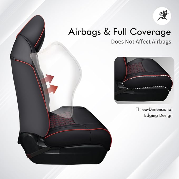 Seat Covers for Toyota Tacoma — Full Set — Black / Red