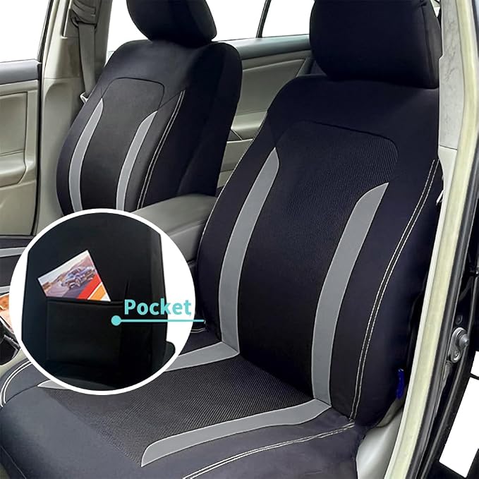 Universal Fabric Seat Covers — Front Seat — Gray