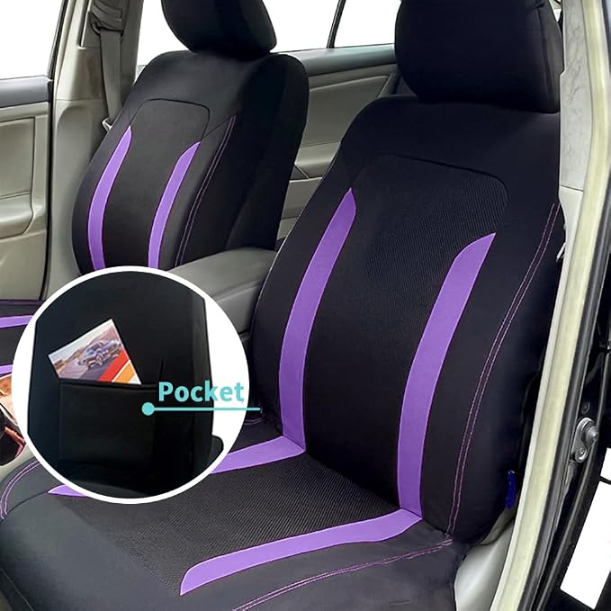 Universal Fabric Seat Covers — Front Seat — Purple