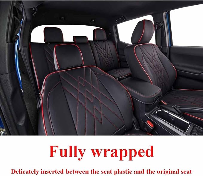 Faux Leather Seat Covers for Toyota Tacoma — Front Seat — Black / Red