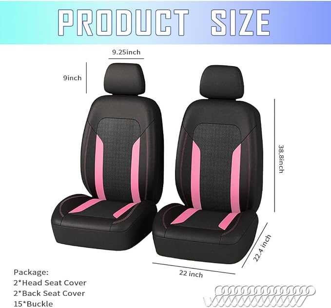 Universal Fabric Seat Covers — Front Seat — Pink