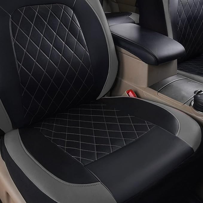Universal Faux Leather Seat Covers — Full Set — Black / Gray