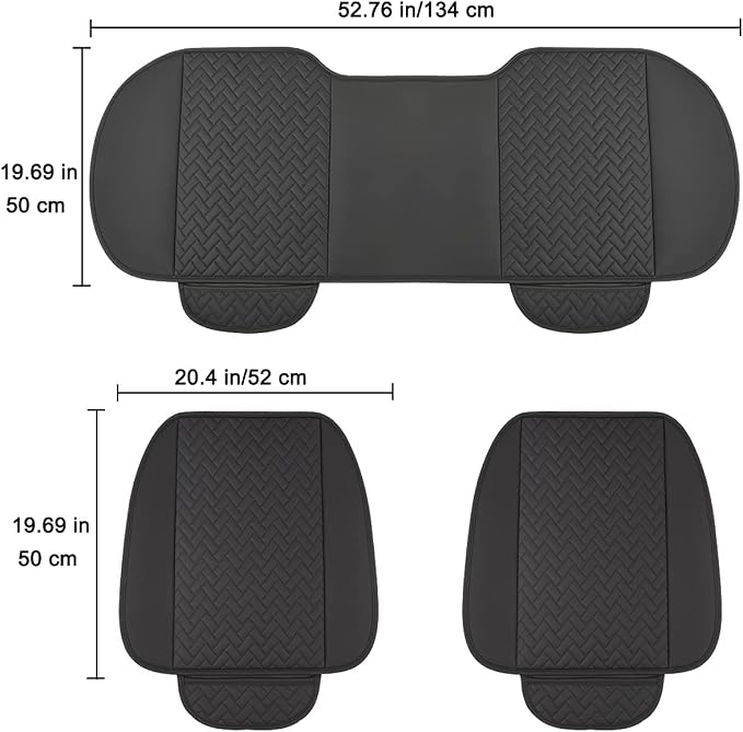 Faux Leather Car Seat Covers — Full Set — Black