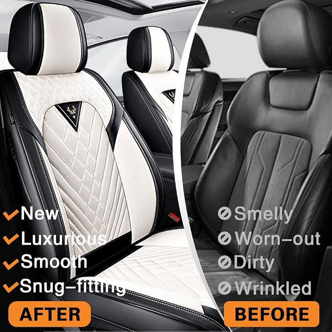 Seat Covers for Toyota Tundra — Front Seat — Cream / White