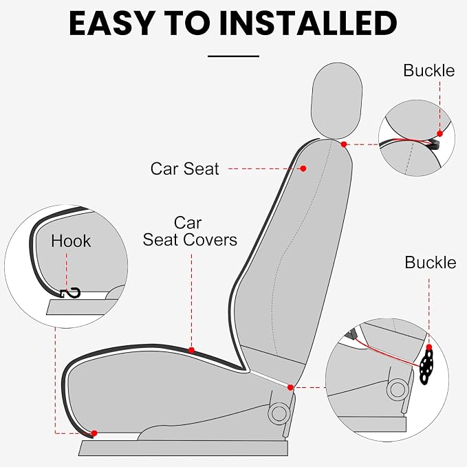 Universal Seat Covers — Front Seat — Gray