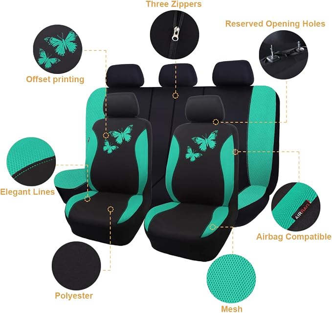 Universal Seat Covers — Full Set — Green