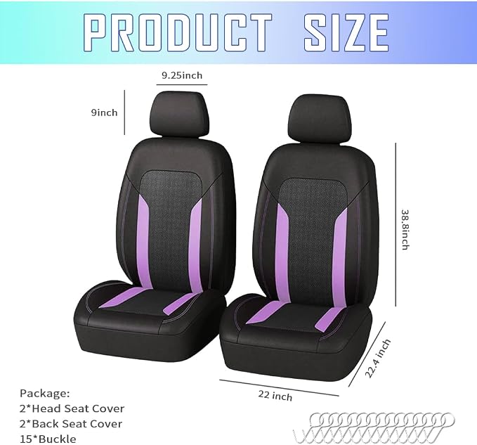 Universal Fabric Seat Covers — Front Seat — Purple