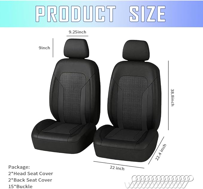 Universal Fabric Seat Covers — Front Seat — Black