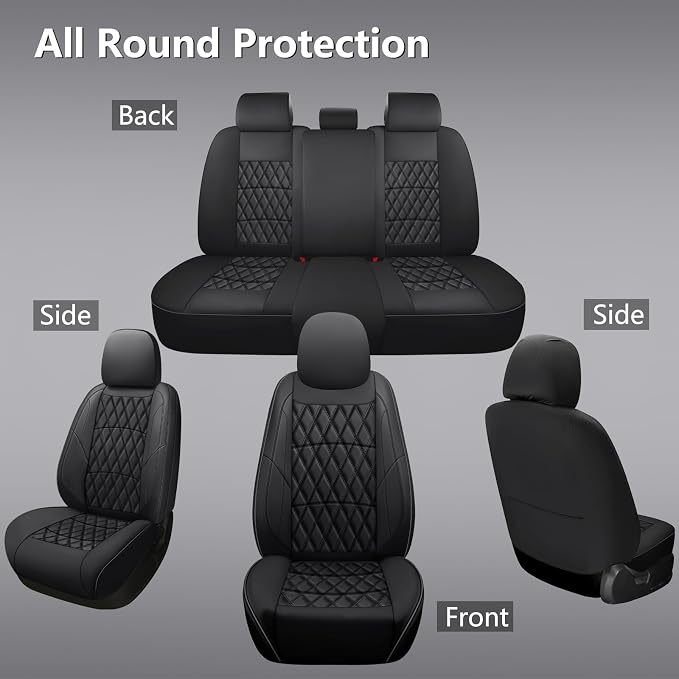 Universal Faux Leather Seat Covers — Full Set — Black