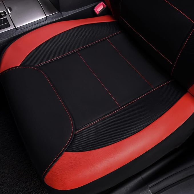 Faux Leather Car Seat Covers — Full Set — Red / Black