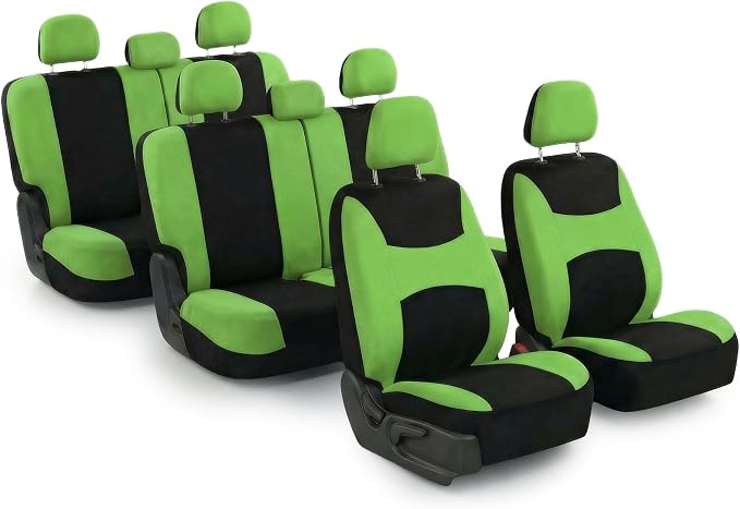 Universal Fabric Seat Covers — Green / Black