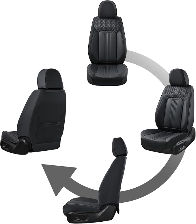 Universal Faux Leather Seat Covers — Front Seat — Black
