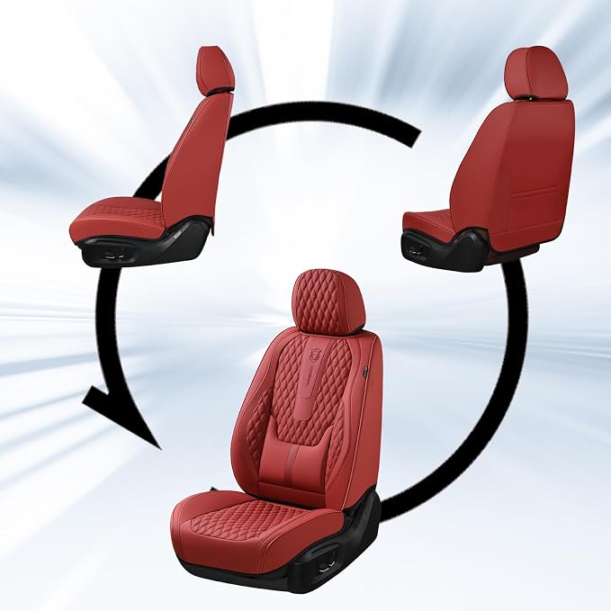 Universal Faux Leather Seat Covers — Front Seat — Red