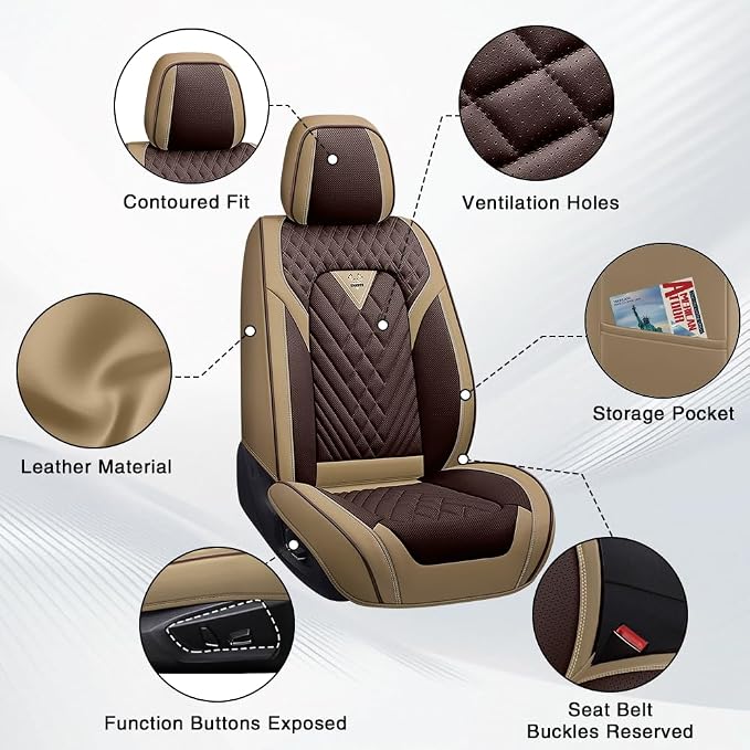 Seat Covers for Toyota Highlander — Front Seat — Brown / Beige