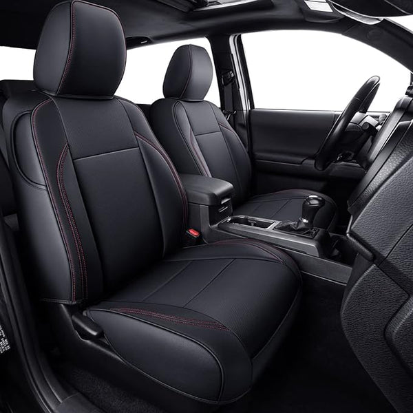 Faux Leather Seat Covers for Toyota Tacoma — Black / Red