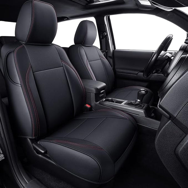 Faux Leather Seat Covers for Toyota Tacoma — Black / Red