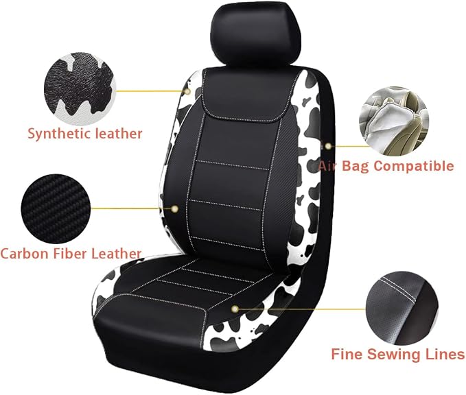 Faux Leather Car Seat Covers — Front Seat — Black