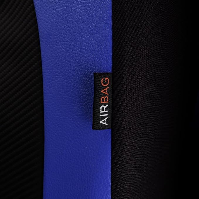 Faux Leather Car Seat Covers — Full Set — Blue / Black
