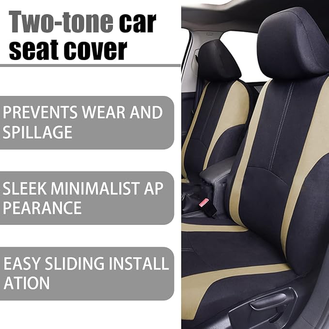Universal Fabric Seat Covers — Beige