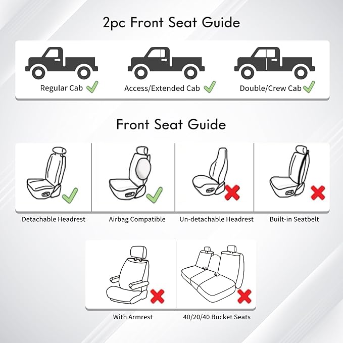Seat Covers for Toyota Tacoma — Front Seat — Black / White