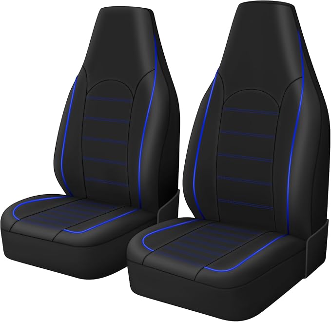 Universal Faux Leather Seat Covers — Front Seat — Blue