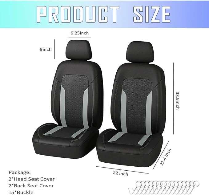 Universal Fabric Seat Covers — Front Seat — Gray
