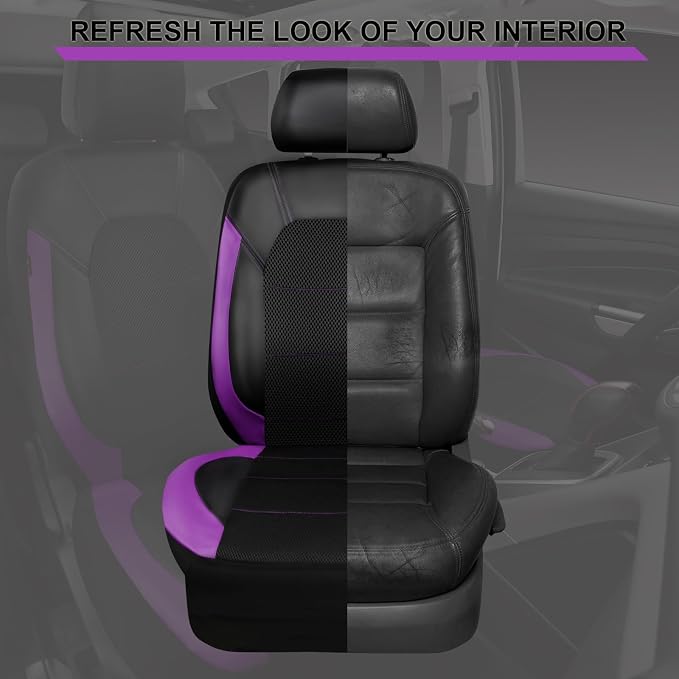 Universal Fabric Seat Covers — Front Seat — Black / Purple