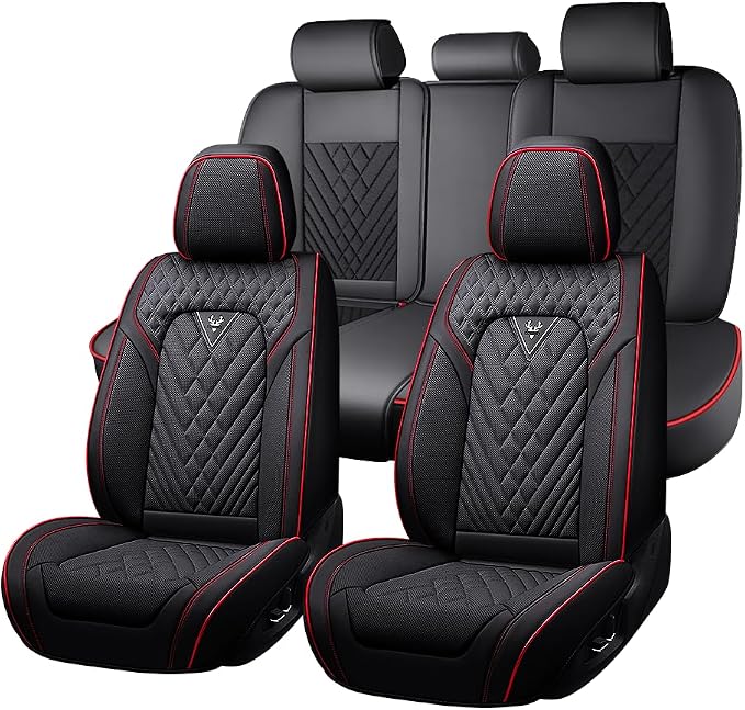 Seat Covers for Toyota Sequoia — Full Set — Black / Red