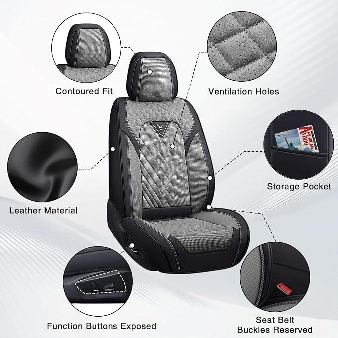 Seat Covers for Toyota Highlander — Front Seat — Black / Gray