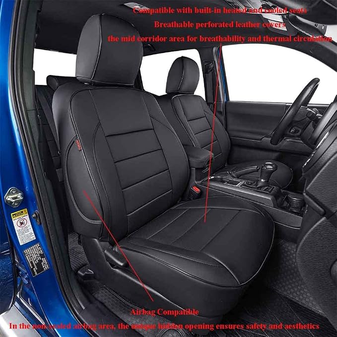 Faux Leather Seat Covers for Toyota Tacoma — Front Seat — Black