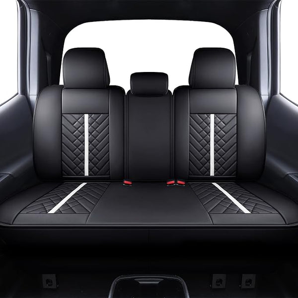 Faux Leather Seat Covers for Toyota Tacoma — Rear Seat — Black / White