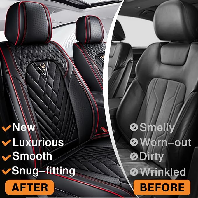 Seat Covers for Toyota Camry — Front Seat — Black / Red