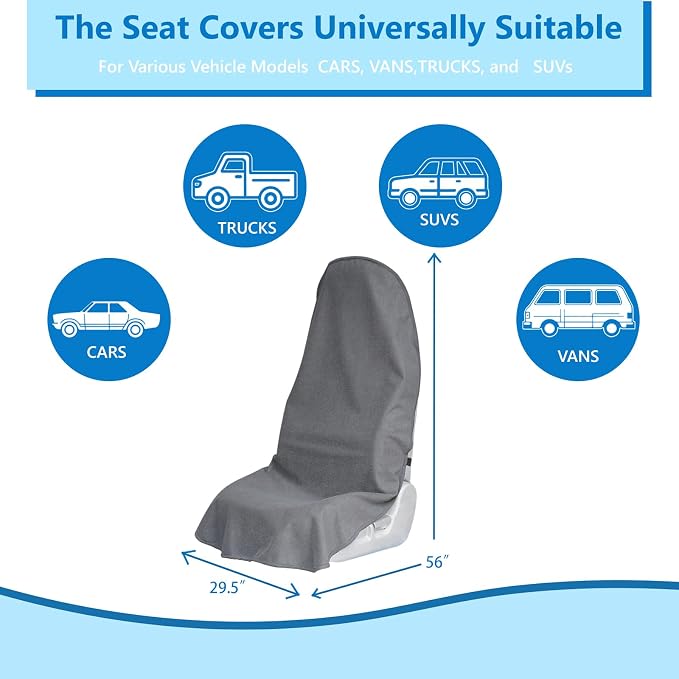 Universal Seat Covers — Front Seat — Gray