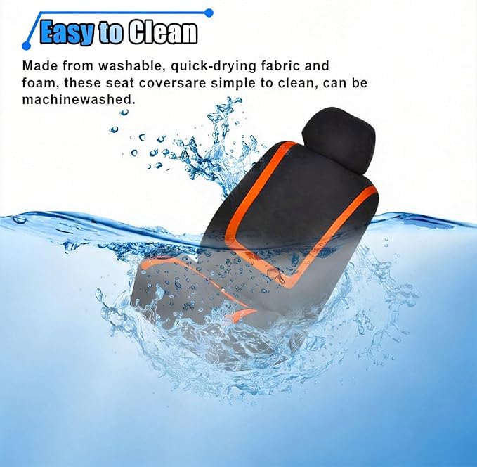 Universal Seat Covers — Front Seat — Black / Orange