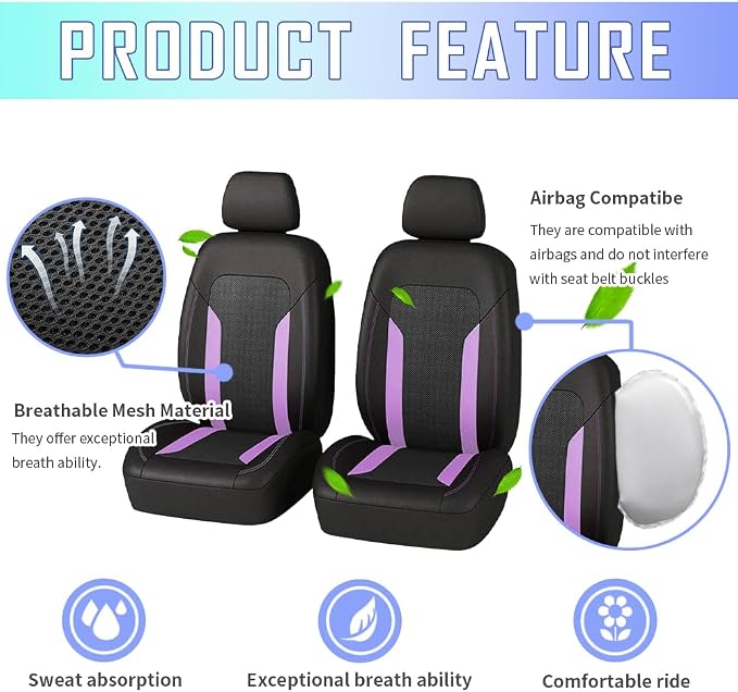 Universal Fabric Seat Covers — Front Seat — Purple