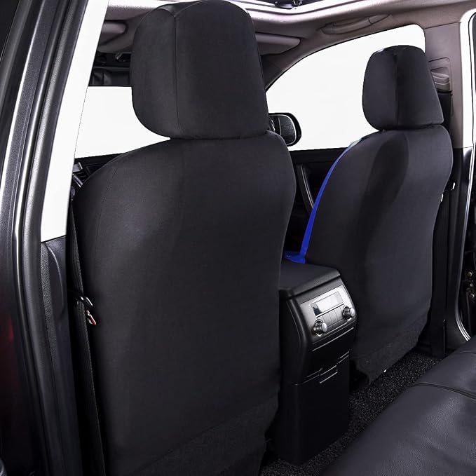 Faux Leather Car Seat Covers — Full Set — Blue / Black