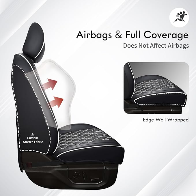 Seat Covers for Multiple Vehicles — Front Seat — Black / White