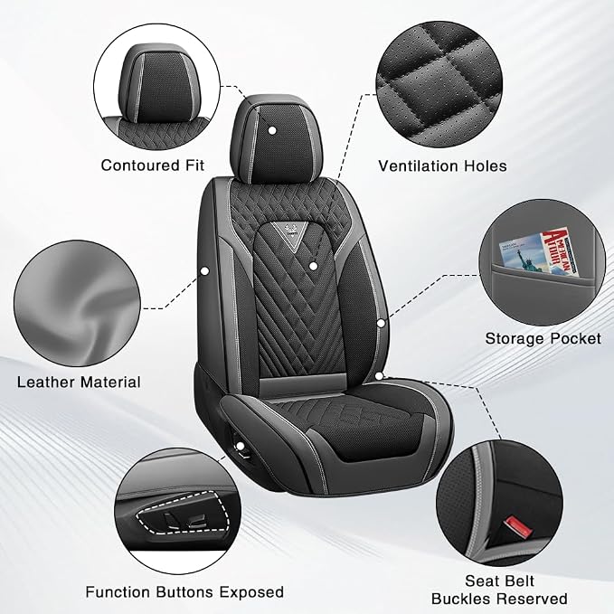 Seat Covers for Toyota RAV4 — Front Seat — Gray / Black