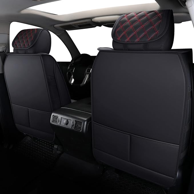 Faux Leather Seat Covers for Toyota Tundra — Front Seat — Black / Red