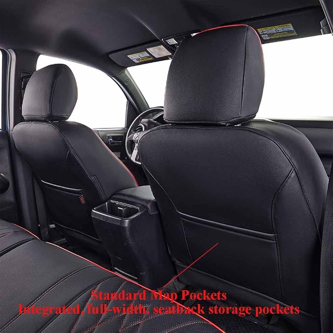Faux Leather Seat Covers for Toyota Tacoma — Front Seat — Black / Red