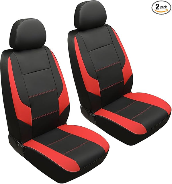 Faux Leather Seat Covers for Multiple Vehicles — Front Seat — Red / Black