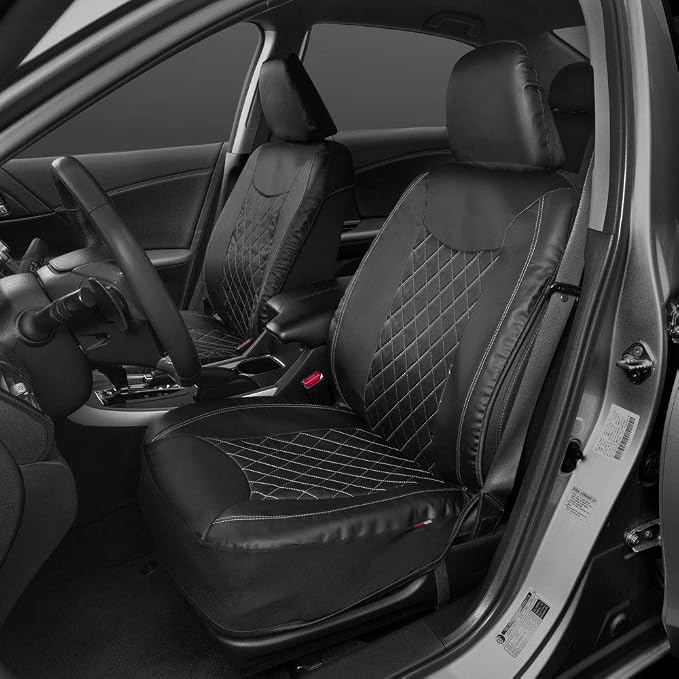 Faux Leather Car Seat Covers — Front Seat — Black