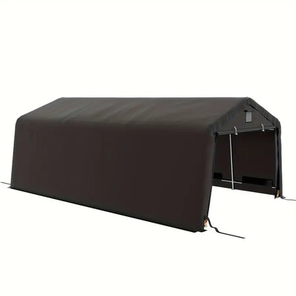 Outsunny 12' X 20' Heavy Duty Carport, Portable Garage Canopy Tent With 2 Ventilation Windows And Large Door 68917938-62a7-4fdd-97bc-194394d54749